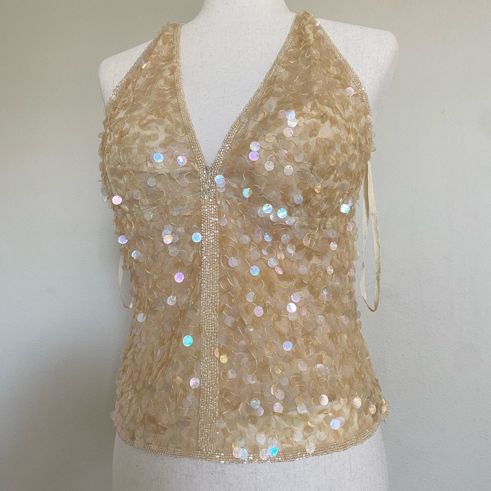 Gold/Champagne sequined top. Size medium